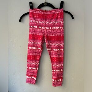 ❤️SKIMS PLUSH POINTELLE LOGO LEGGINGS RED PINK FAIR ISLE 8/10